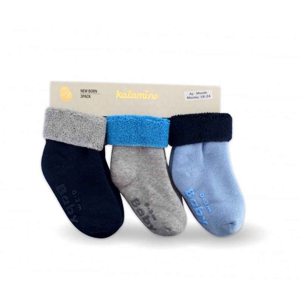 Katamino K45034 Noyan 3lü Bebek Çorabı Lacivert-Mavi