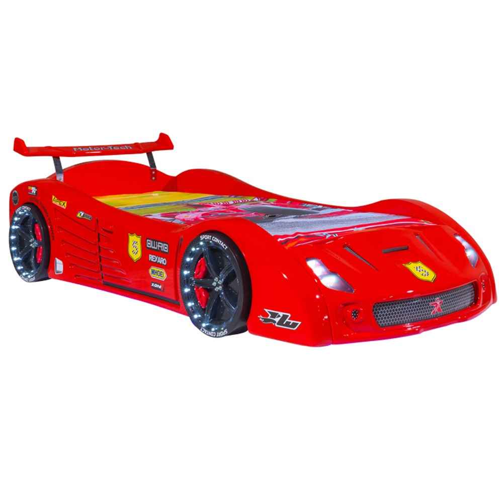 Gencecix Turbo V5 Genç Odası Araba Karyola Kırmızı
