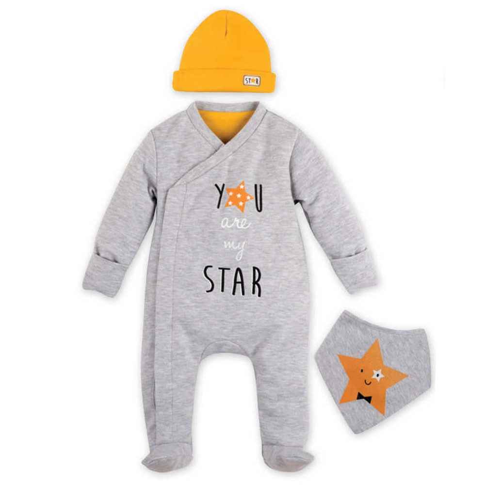İdil baby 9688 Bebek 3'lü Tulum Takımı Gri-Melanj