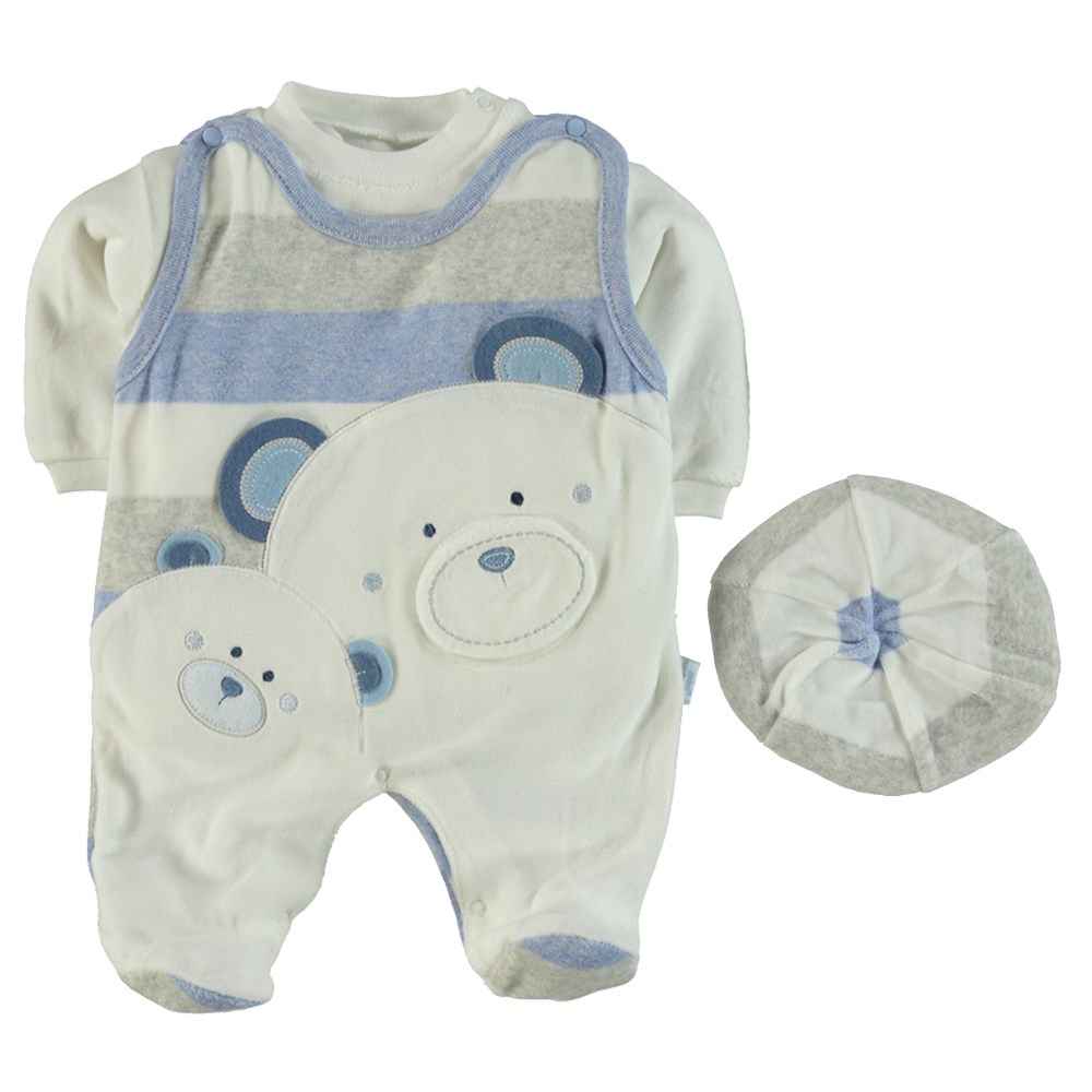 Minidamla 42336 Kadife Bebek Tulumu Mavi Fiyatı İlke Bebe