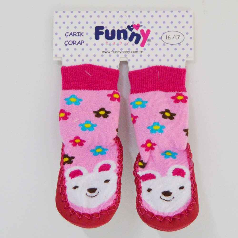 Funny 2516 Bebek Çarık Çorap Fuşya
