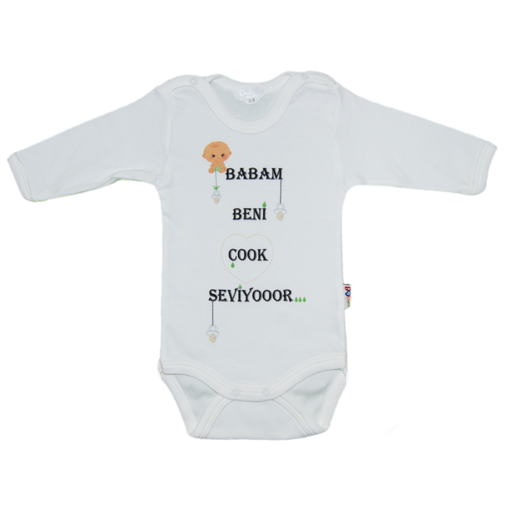 Sebi Bebe 5904 Baskılı Bebek Body Krem