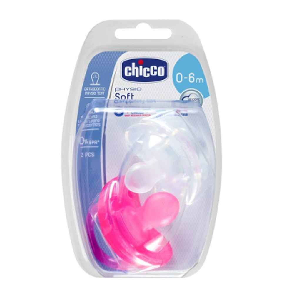 Chicco Physio Soft Silikon Emzik 2'Li 0-6 Ay Pembe