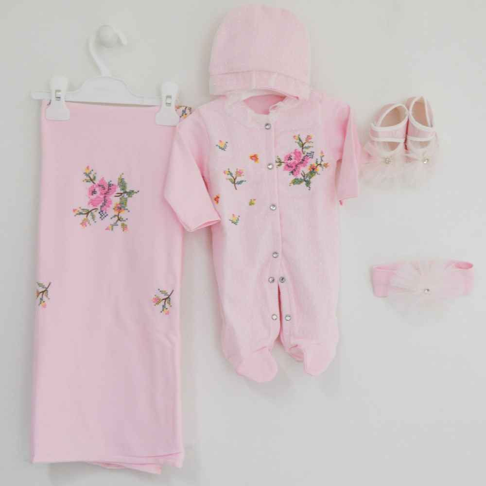 Eda Baby 1029 5'li Hastane Çıkış Seti Pembe