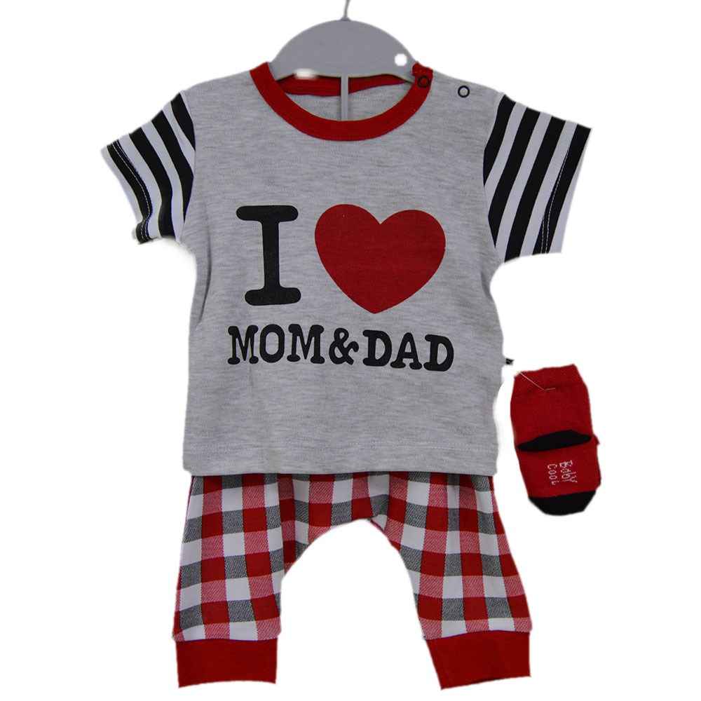 Babycool 44084 I Love Mom & Dad 2'li Bebek Takımı  Kırmızı