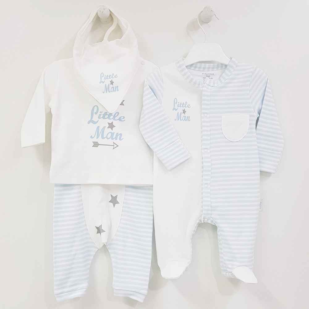 Andywawa AC8053 Little Man 4lü Bebek Takımı Ekru