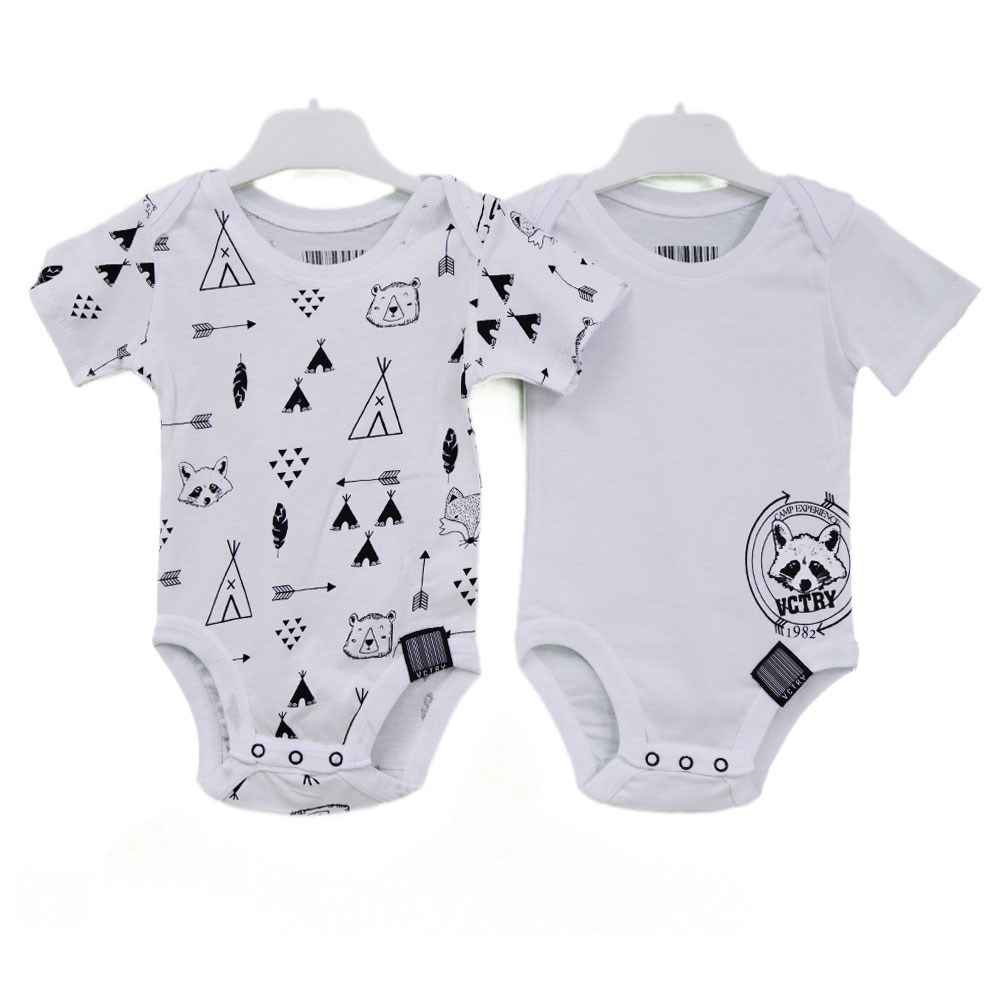 Victory 84530 Raccoon 2'li Bebek Kısa Kollu Body Beyaz