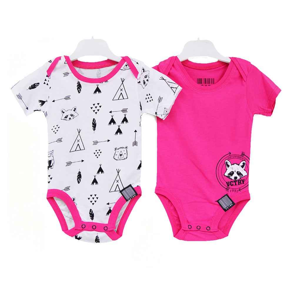 Victory 84530 Raccoon 2'li Bebek Kısa Kollu Body Fuşya