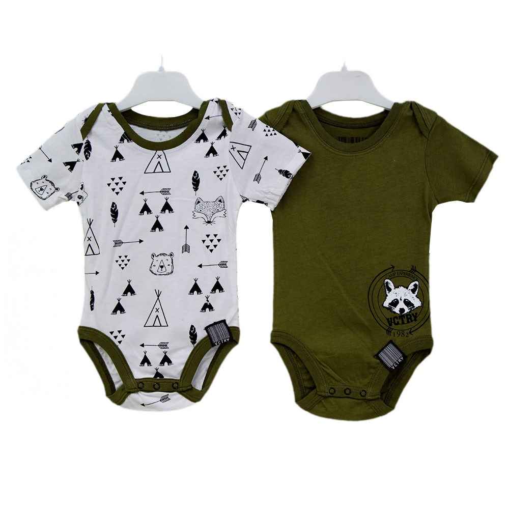 Victory 84530 Raccoon 2'li Bebek Kısa Kollu Body Haki