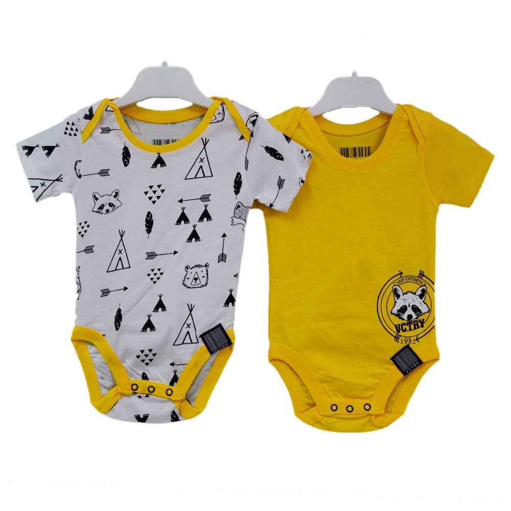 Victory 84530 Raccoon 2'li Bebek Kısa Kollu Body Sarı
