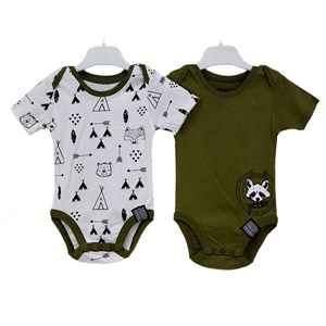 Victory 84530 Raccoon 2'li Bebek Kısa Kollu Body Haki