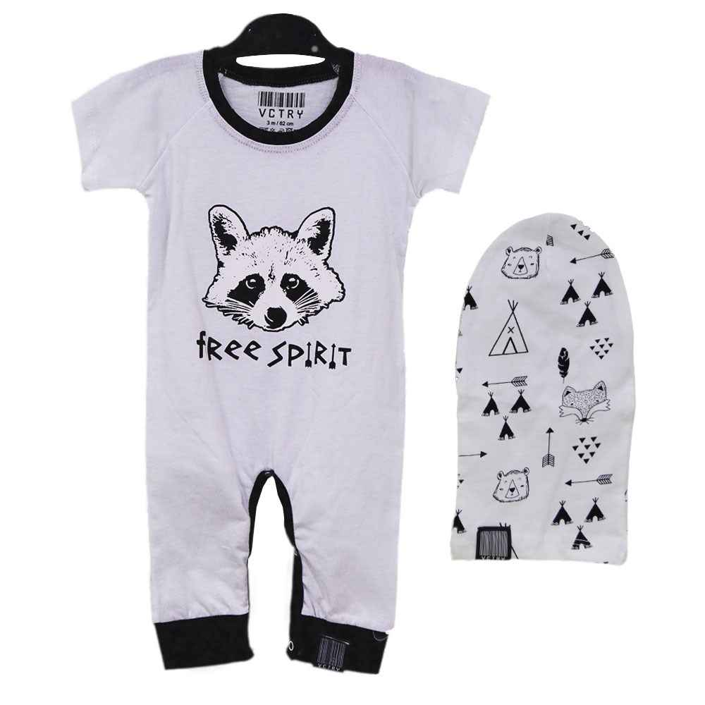 Victory 84783 Raccoon Şapkalı Bebek Tulumu Beyaz