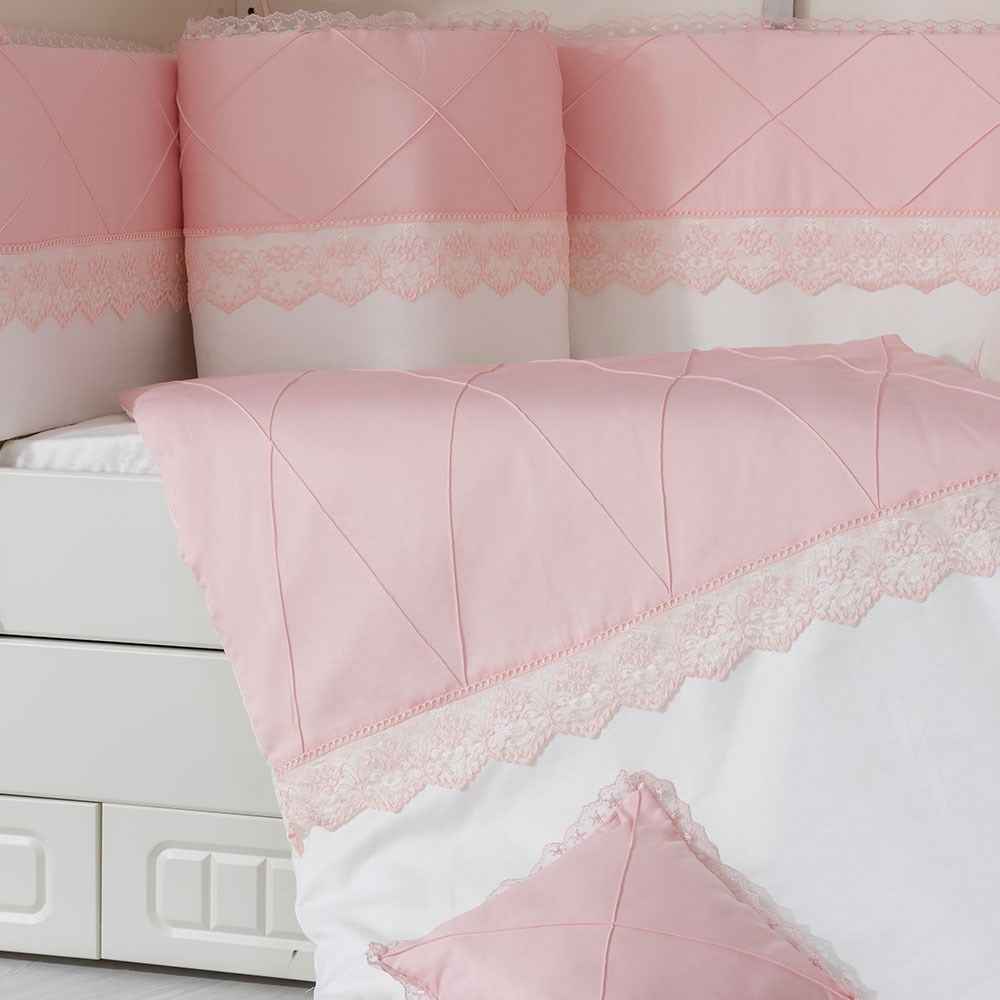 Mini Baby Nervür Bebek Uyku Seti 10 Parça 70x130 cm Pembe