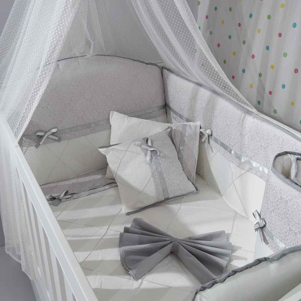 Mini Baby Queen Bebek Uyku Seti 10 Parça 70x130 cm Gri