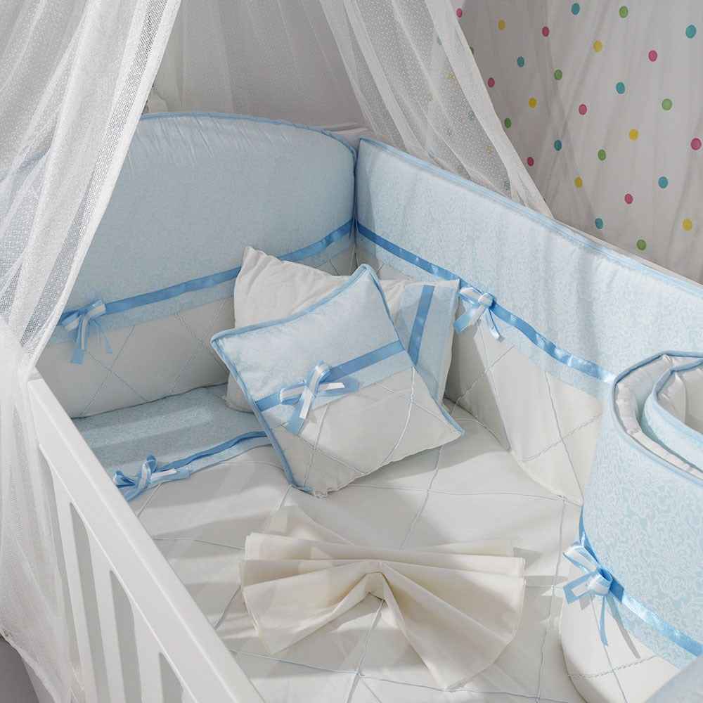 Mini Baby Queen Bebek Uyku Seti 10 Parça 70x130 cm Mavi