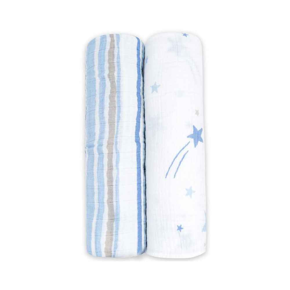 Momeasy İkili Müslin Örtü 100x120  Mavi