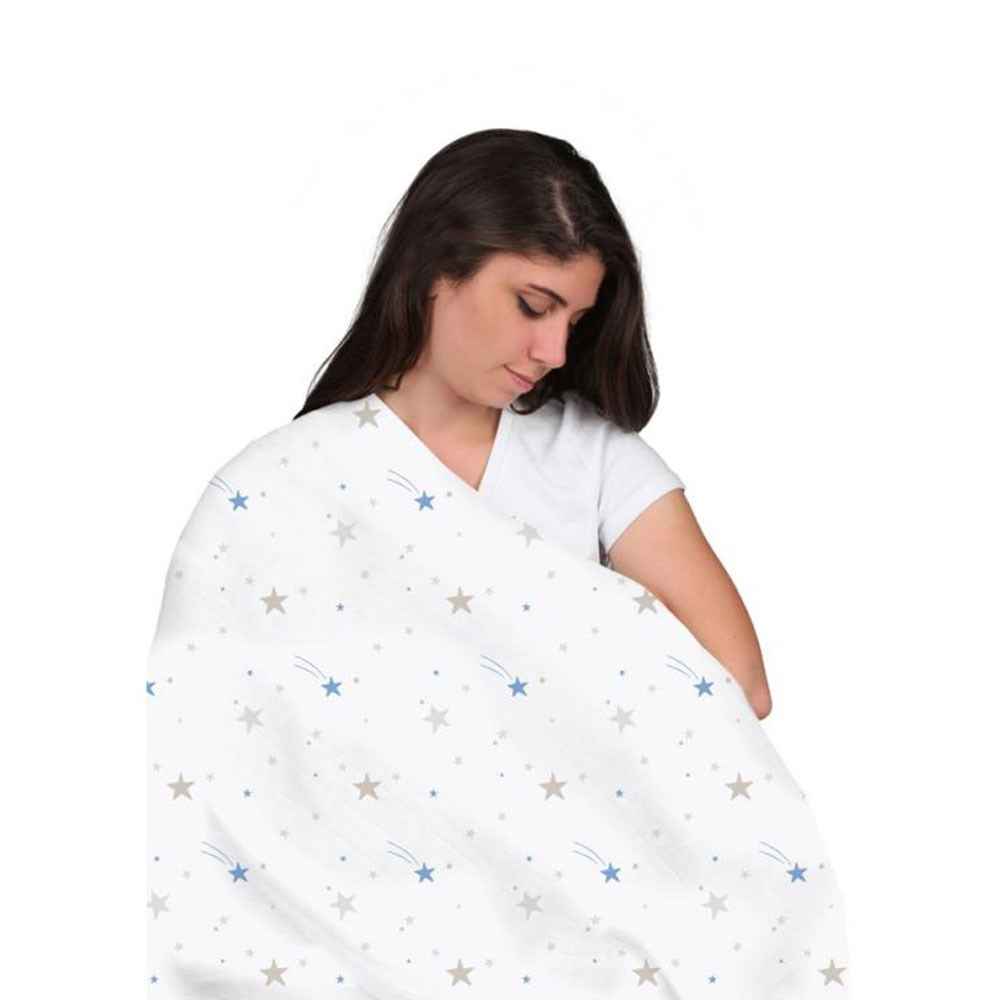 Momeasy İkili Müslin Örtü 100x120  Mavi