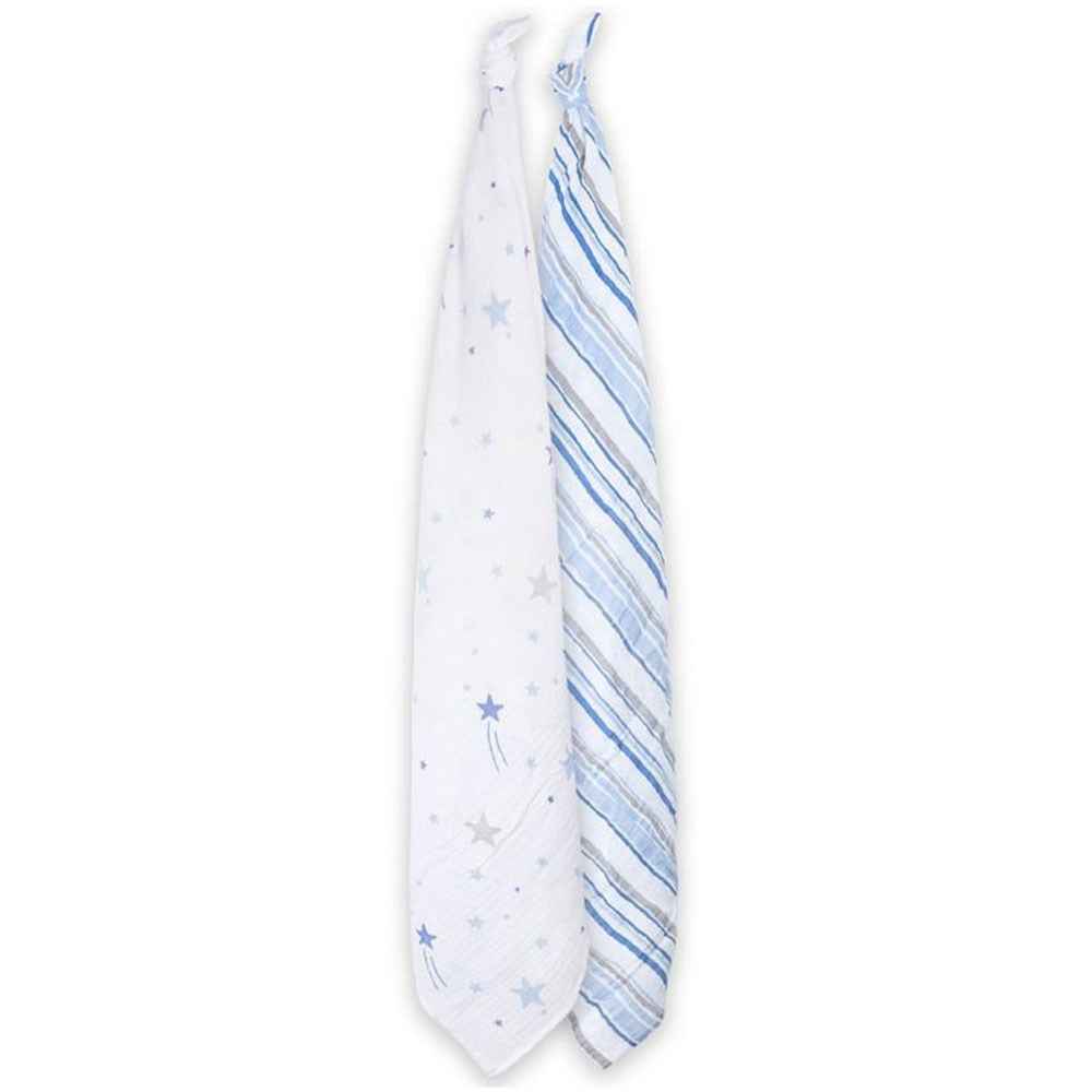 Momeasy İkili Müslin Örtü 100x120  Mavi