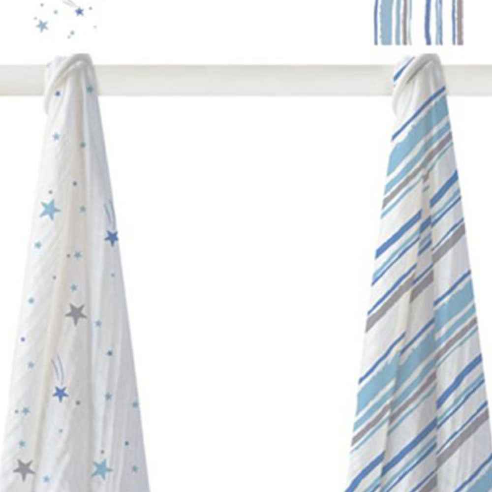 Momeasy İkili Müslin Örtü 100x120  Mavi