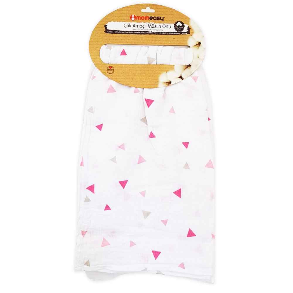 Momeasy Tekli Müslin Örtü 100x120 cm Pembe