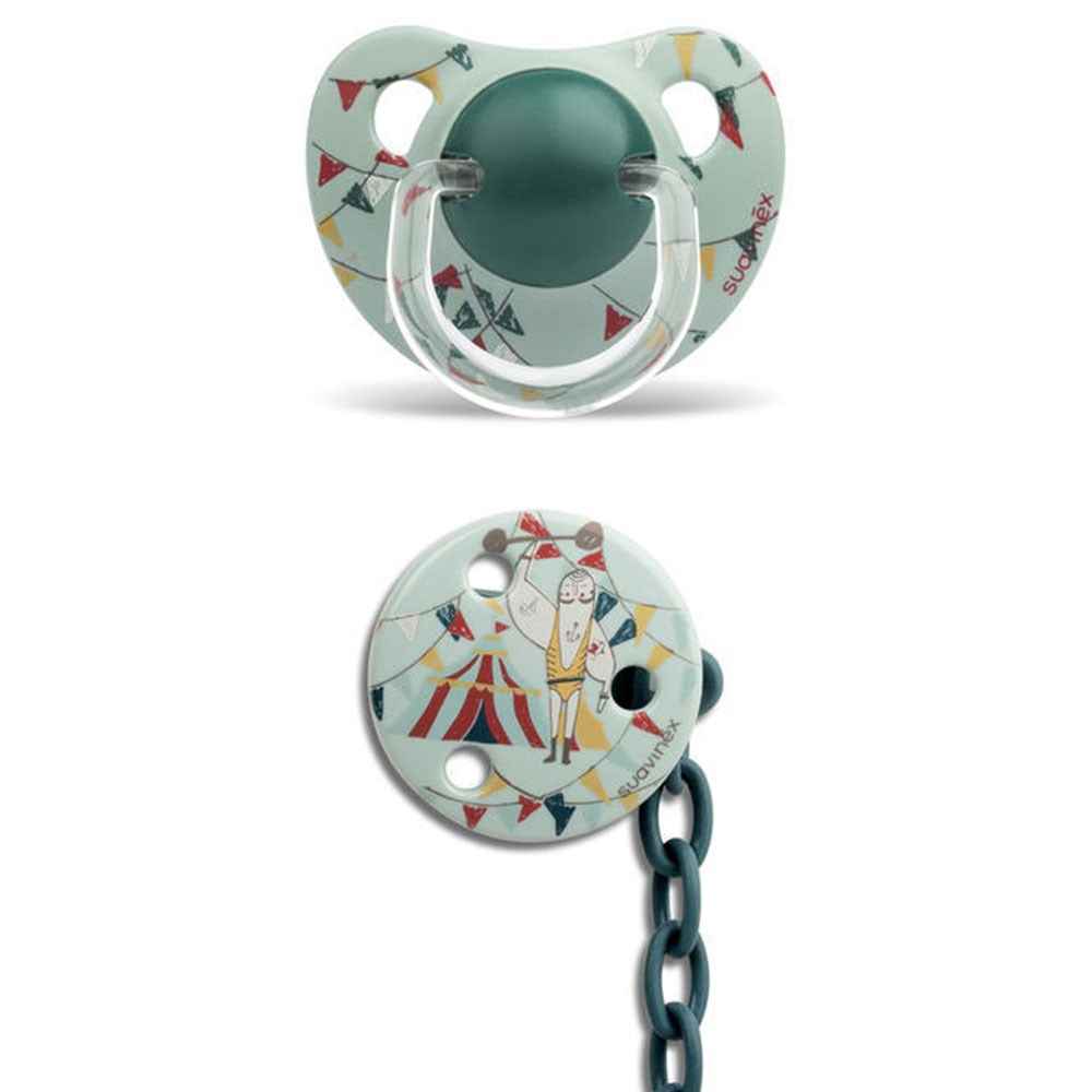 Suavinex 3801431 Silikon Emzik + Zincir Set 6M Yeşil