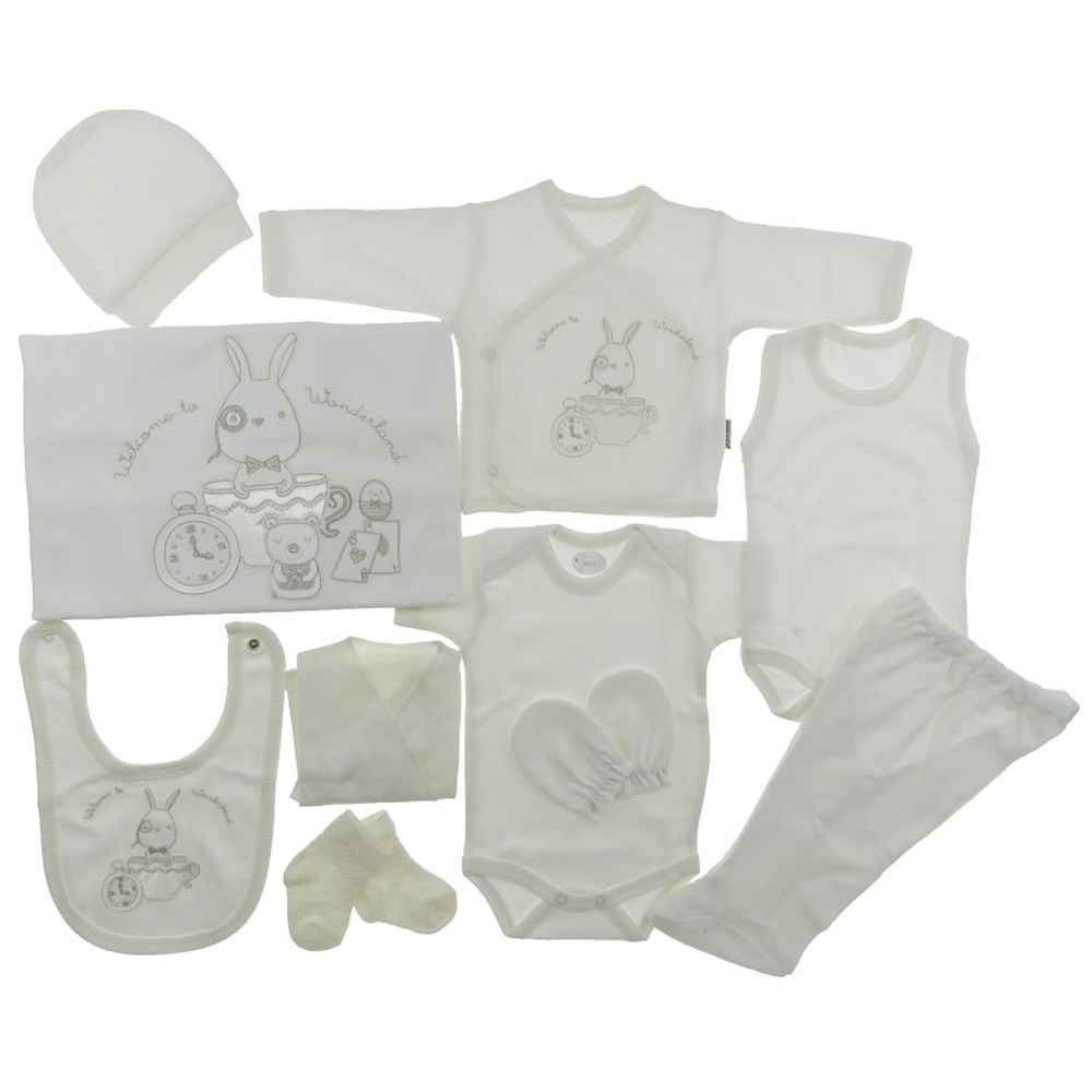 Bebitof 851 Fincan Nakışlı Hastane Çıkışı 10lu Set Krem