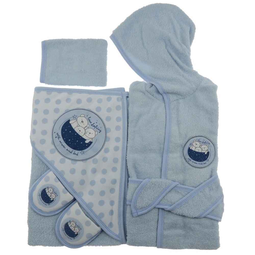 Bebitof 3257 Puanlı Bebek Bornoz Seti Mavi