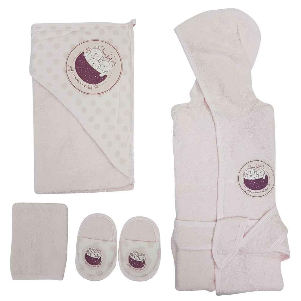 Bebitof 3257 Puanlı Bebek Bornoz Seti Pembe