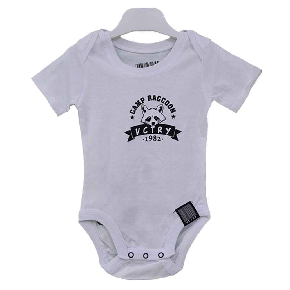 Victory Raccoon Kısa Kollu Bebek Body 86381 Beyaz