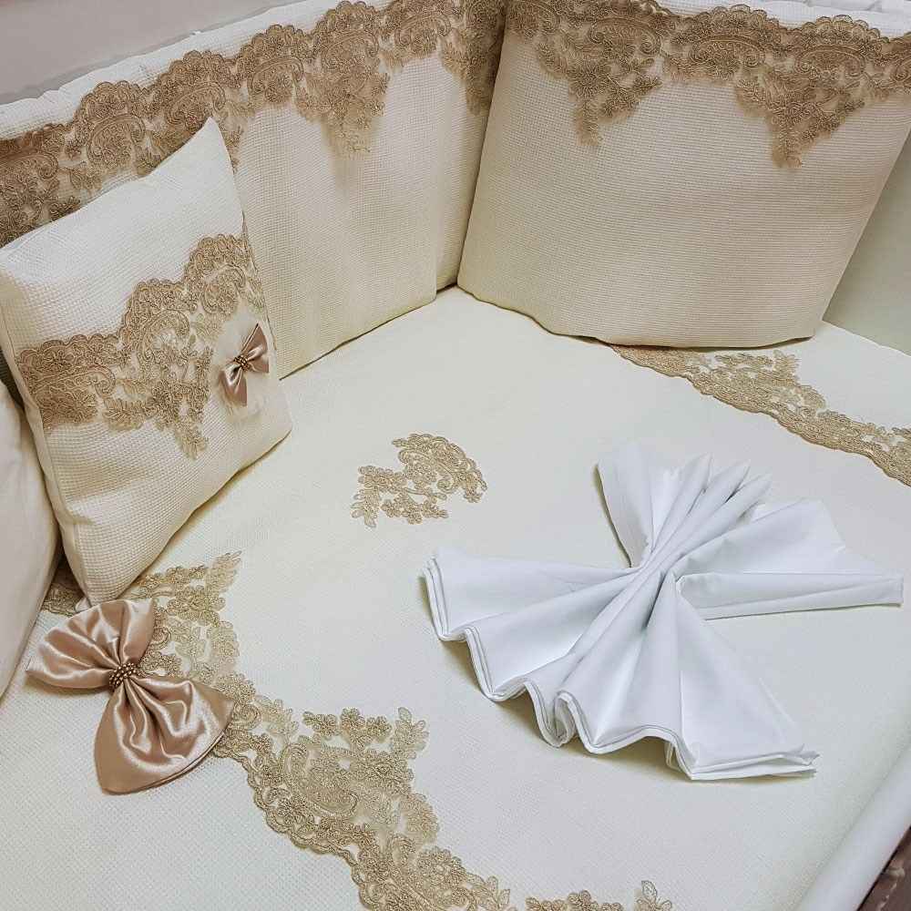Eda Baby 7004 Lal 8 Parça Bebek Uyku Seti Krem