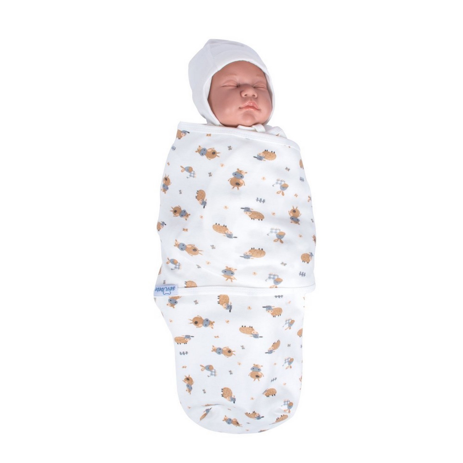 Sevi Bebe İnterlok Bebek Kundak 118 Beyaz-Kahverengi