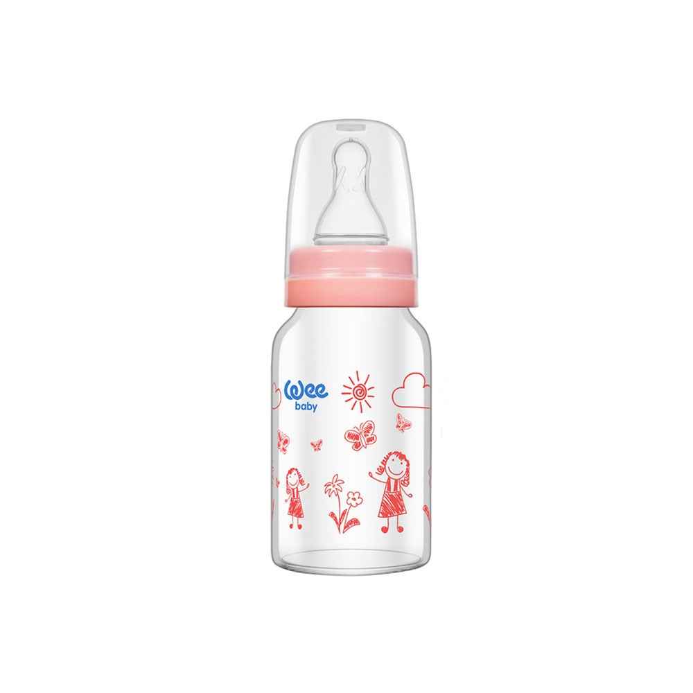 Wee Baby 770 Isıya Dayanıklı Cam Biberon 120 ml Pembe