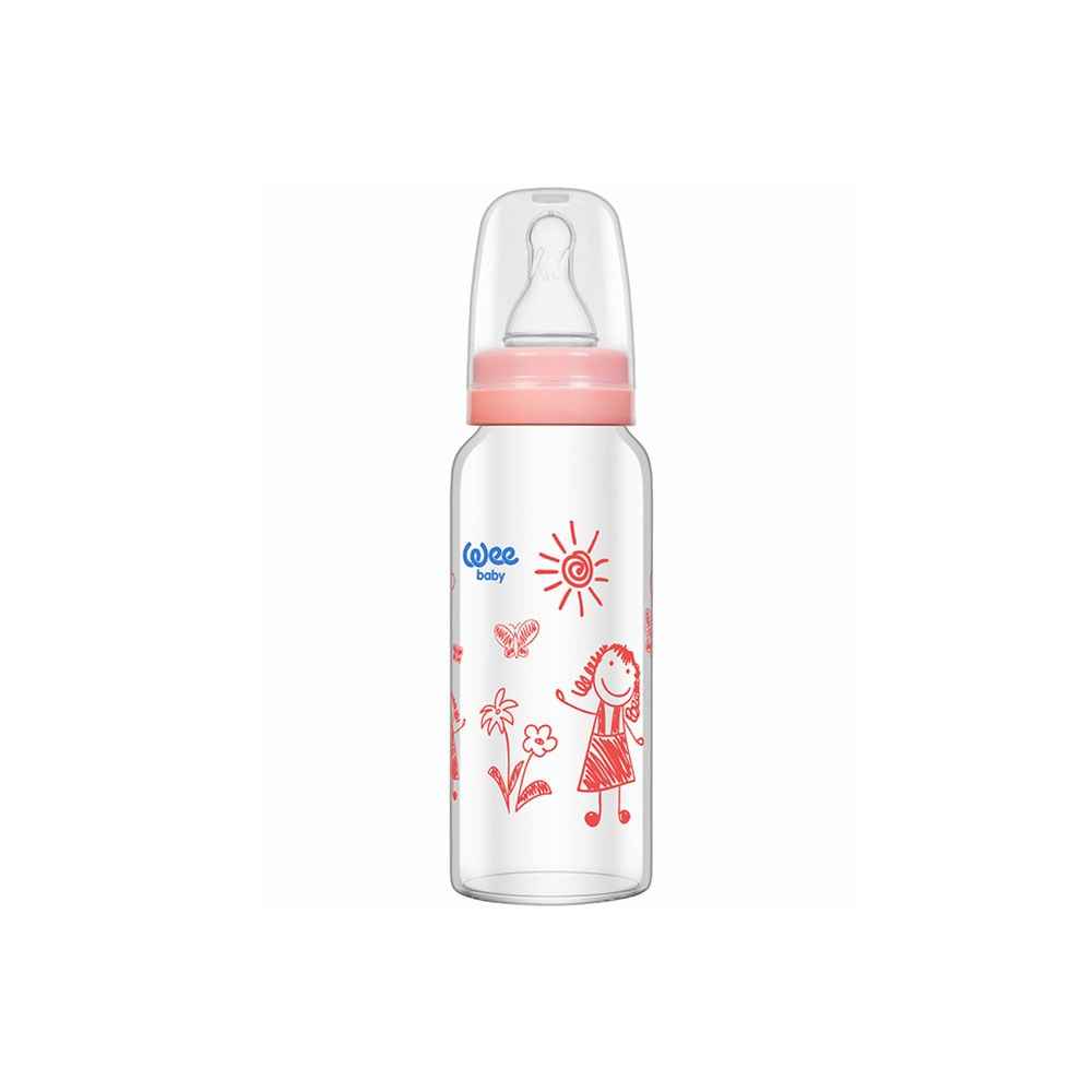 Wee Baby Isıya Dayanıklı Cam Biberon 180 ml Pembe