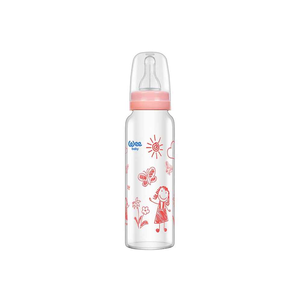 Wee Baby 772 Isıya Dayanıklı Cam Biberon 240 ml Pembe