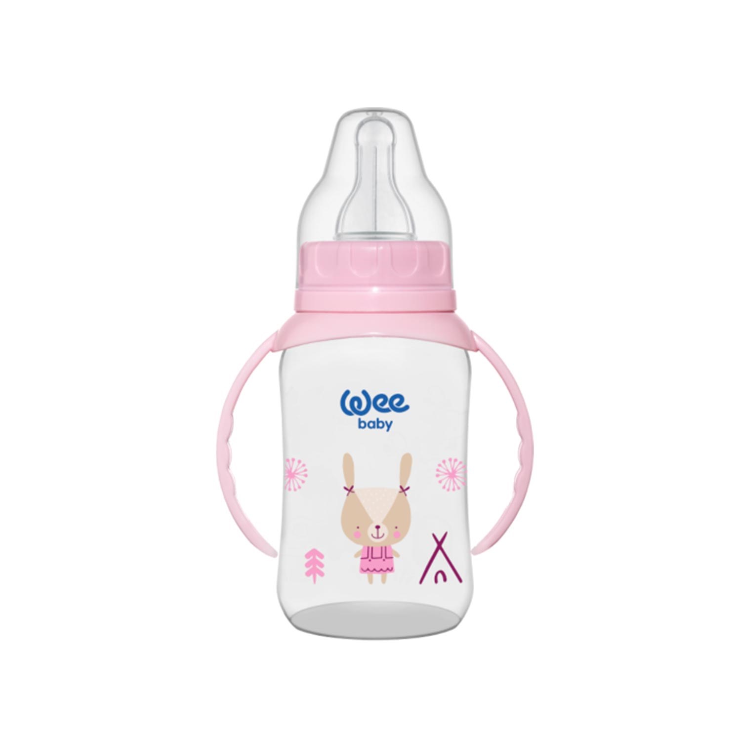 Wee Baby 744 Kulplu PP Biberon 150 ml Açık Pembe