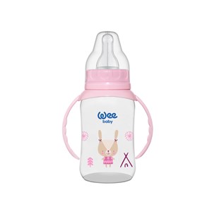 Wee Baby 744 Kulplu PP Biberon 150 ml Açık Pembe