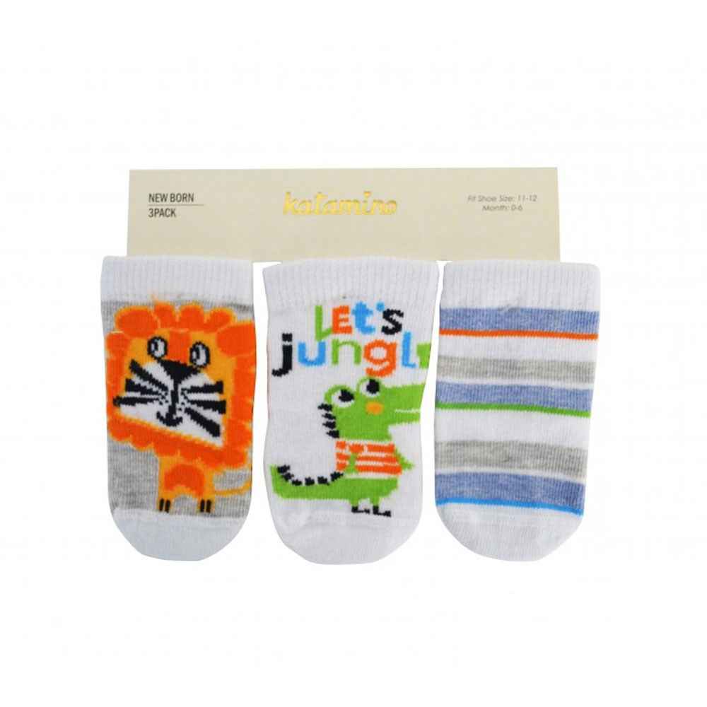 Katamino K40096 3'lü Jungle Soket Bebek Çorabı Çok Renkli
