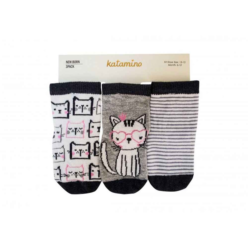 Katamino K40101 3'lü Holy Soket Bebek Çorabı Gri