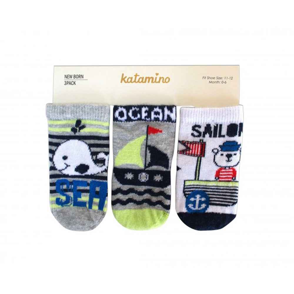 Katamino K40097 3'lü Ocean Bebek Çorabı Gri