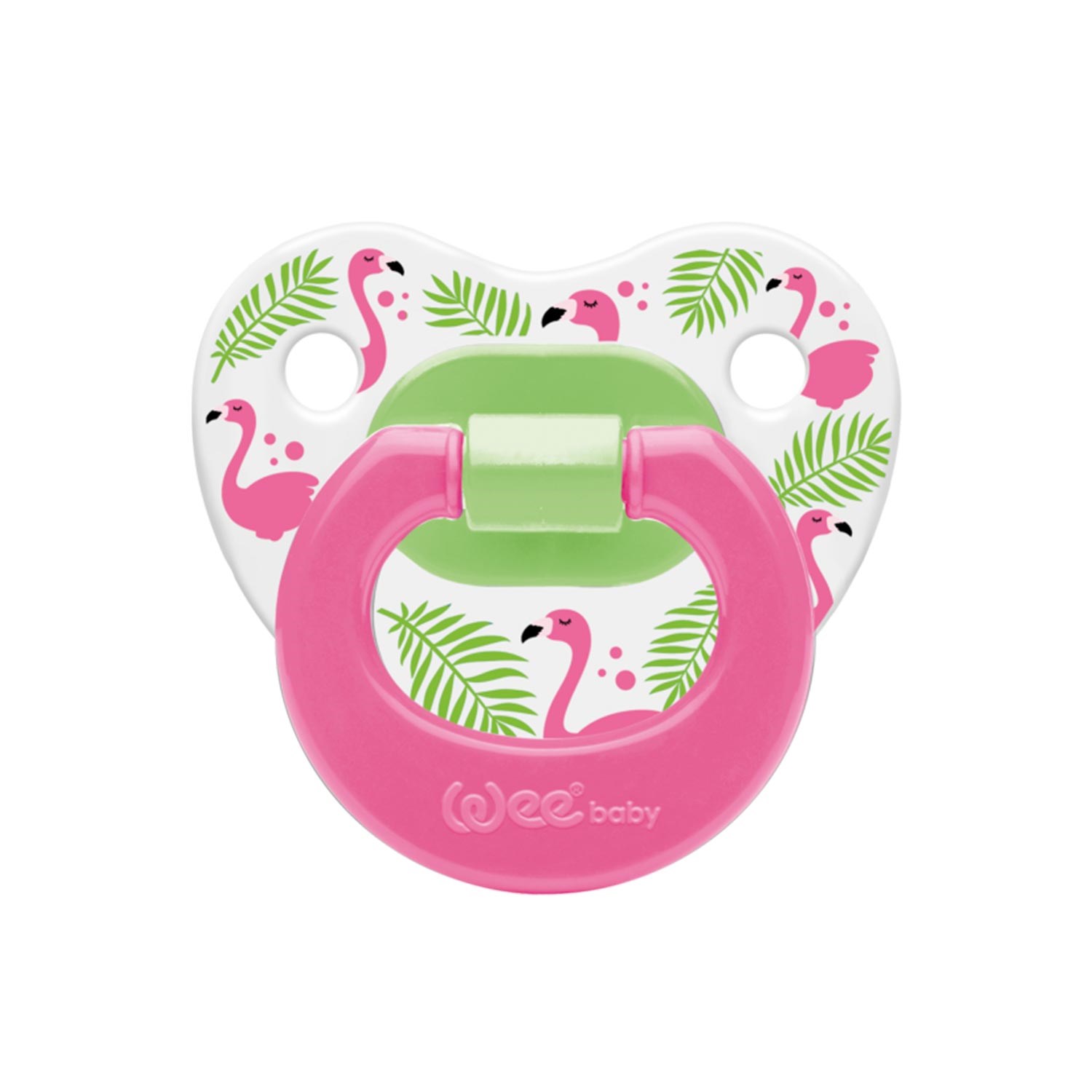 Wee Baby 835 Desenli Gövdeli Damaklı Emzik No:3 Pembe-Yeşil