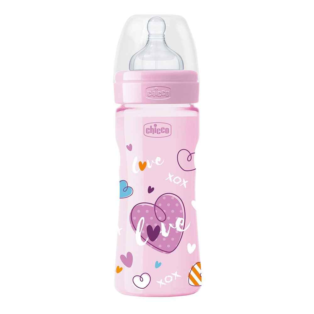 Chicco Wellbeing Love Serisi Silikon Biberon 250ml Pembe