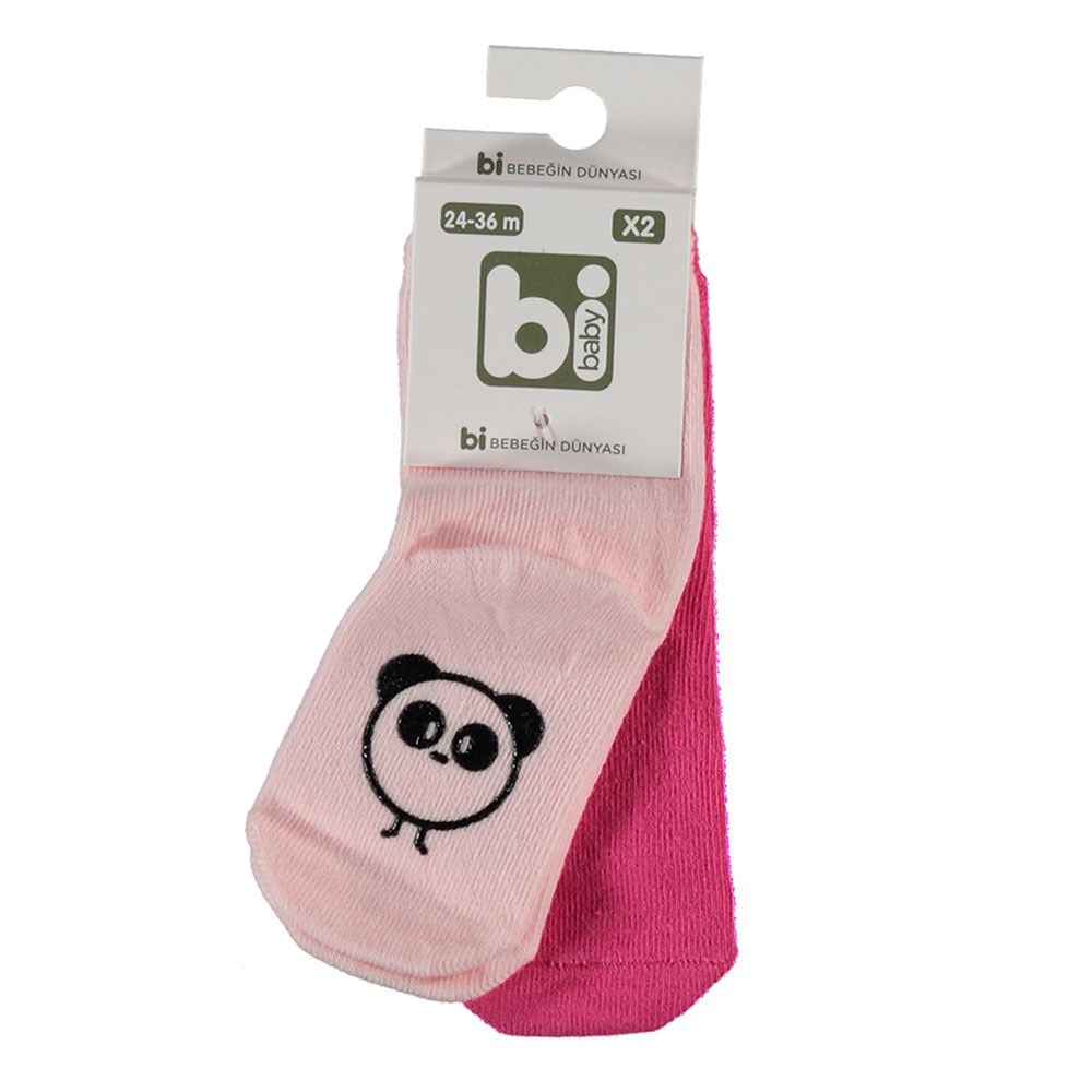 Bibaby 68143 Desenli Kaymaz 2'li Bebek Çorabı Pembe-Fuşya