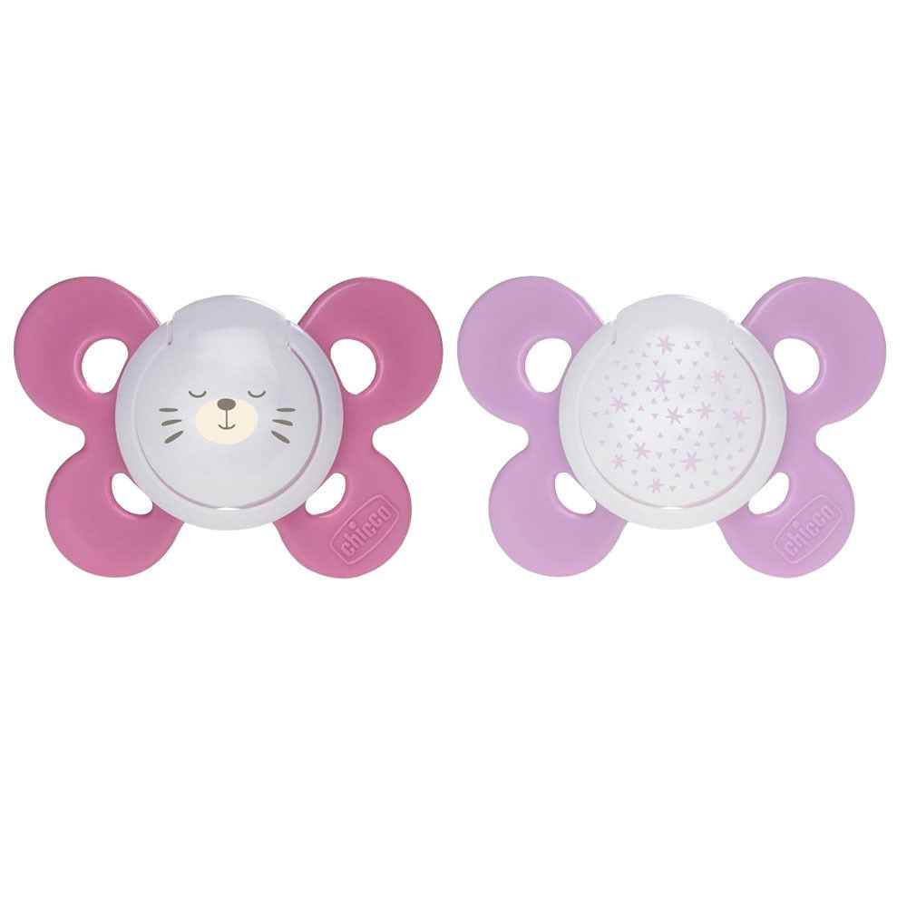 Chicco Physio Comfort Night 2'li Emzik 16-36 Ay Mor-Pembe