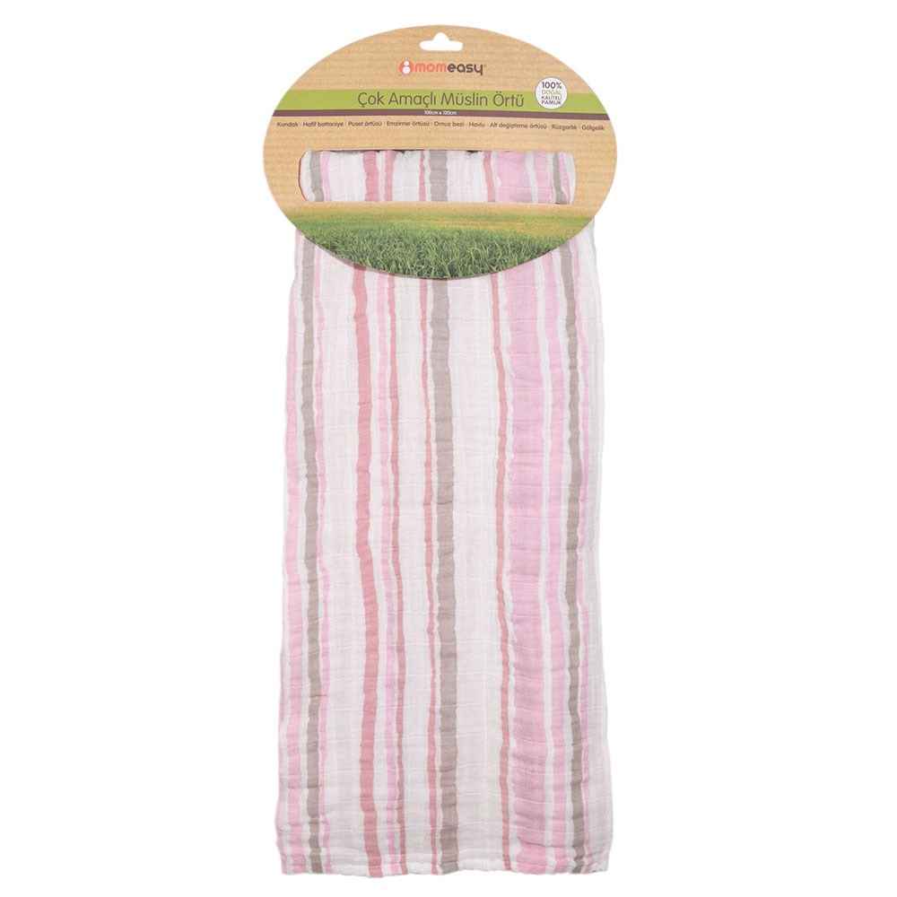 Momeasy Tekli Müslin Örtü 100x120 Pembe