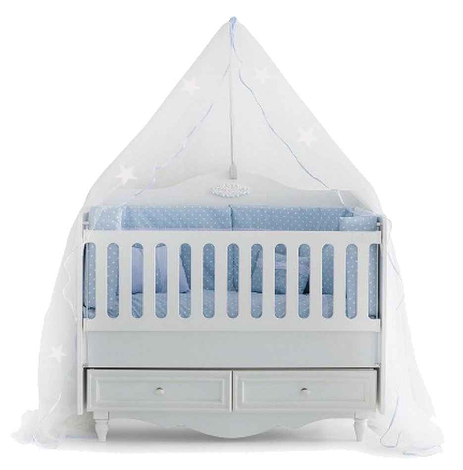 Yorgancıoğlu Düz Bebek Odası Cibinliği Beyaz-Mavi