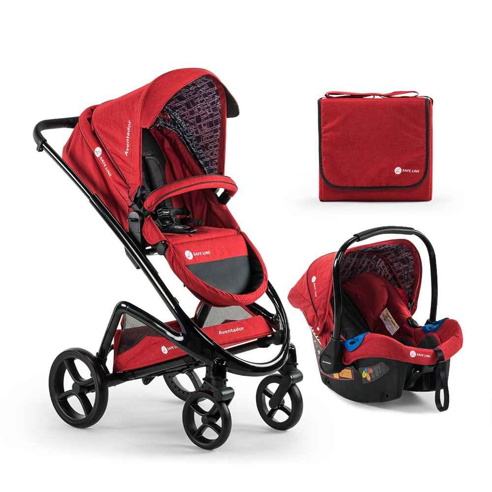 Safe Line Aventador Premium Red Travel Bebek Arabası Black
