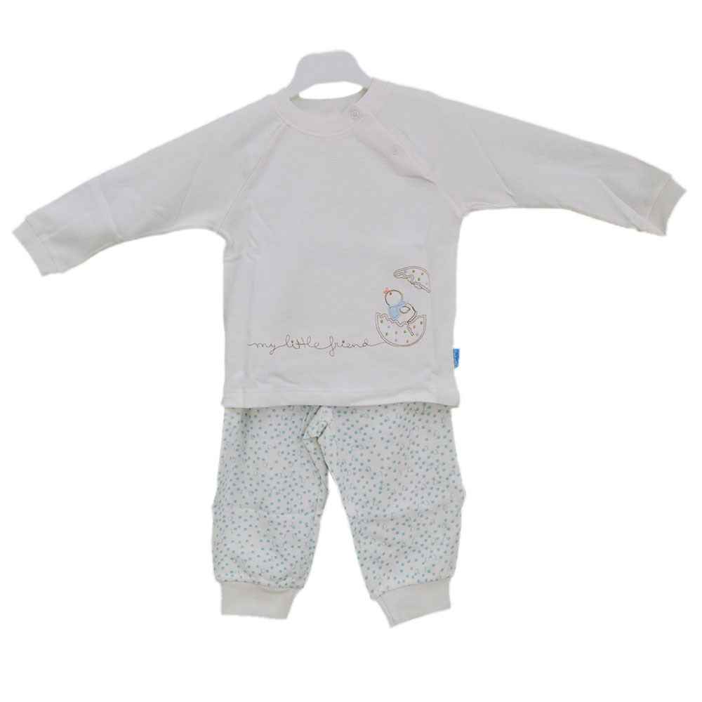 Bebetto 659 Bebek Pijama Takımı Ekru-Mavi