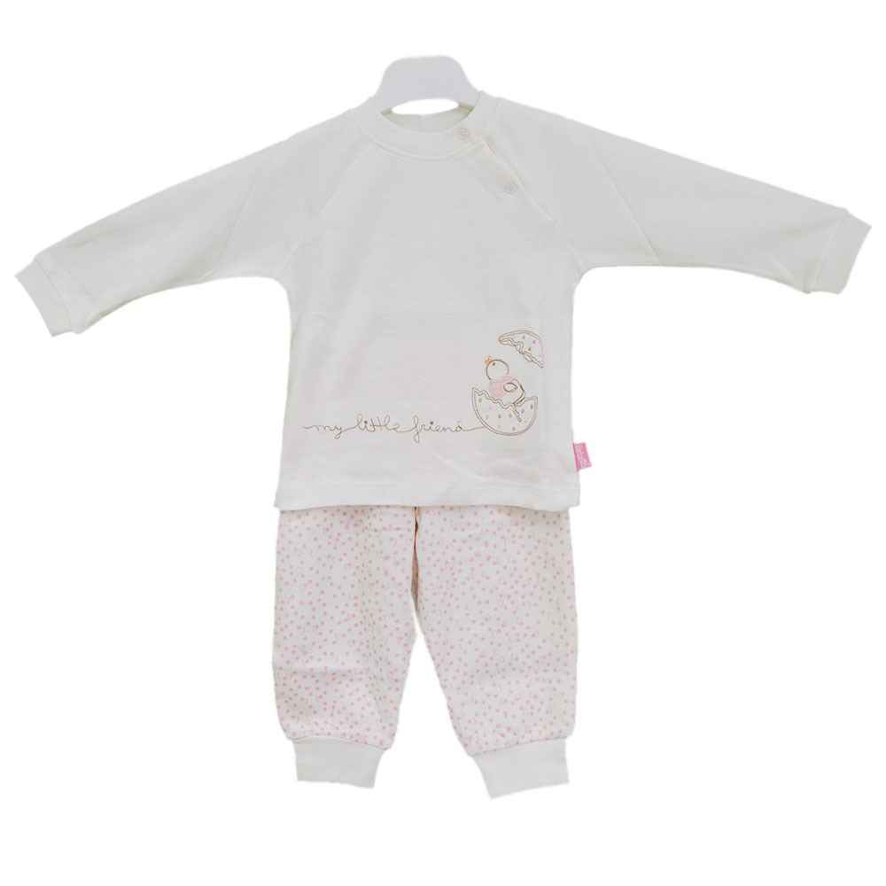 Bebetto 659 Bebek Pijama Takımı Ekru-Pembe