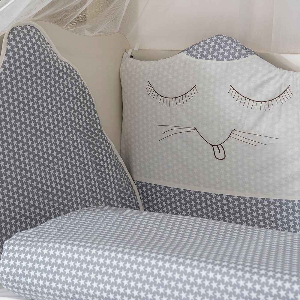 Mini Baby Kedi Bebek Uyku Seti 10 Parça 80x130 cm Gri