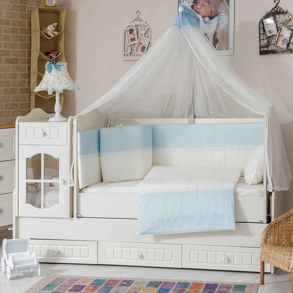 Mini Baby Eco Bebek Uyku Seti 10 Parça 80x130 cm Mavi